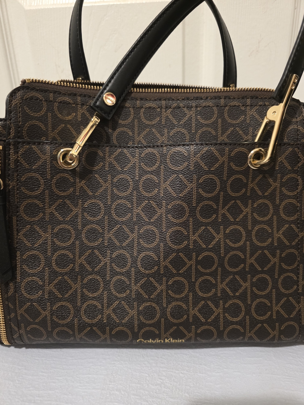 Calvin Klein Brown Monogram Satchel Bag
